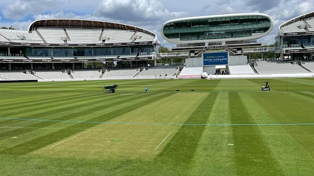 The Lord's wicket ahead of the second Ashes Test between England and Australia.