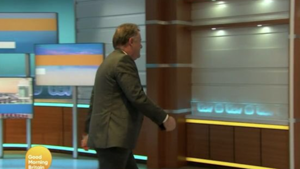 Piers Morgan stormed off the set of Good Morning Britain during a discussion about Prince Harry and Meghan.