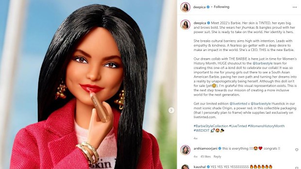 South Asian American beauty brand Live Tinted collaborated with Barbie to create the limited edition, first ever South Asian Barbie doll.