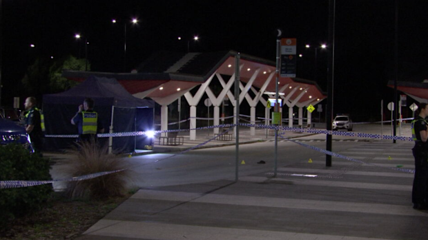The station was taped off by police following the security guard's death.