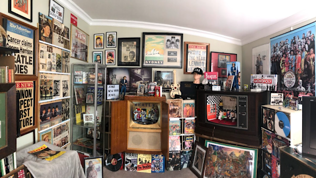 Katoomba local Terry White's Beatles memorabilia collection. For Beatlesfest. 