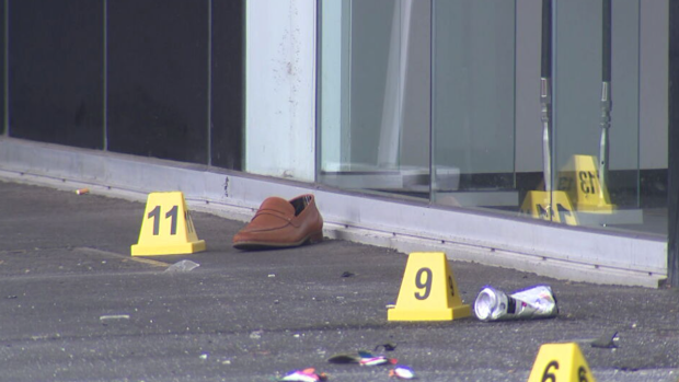Emergency services were called after a car struck a person on a footpath before smashing into the front of a doctor's office at a busy intersection.