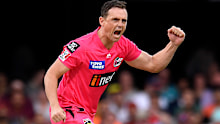 Steve O'Keefe celebrates a wicket for the Sixers.