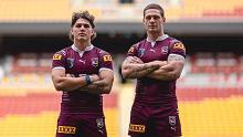 Kalyn Ponga and Reece Walsh in Maroons camp. 