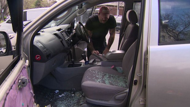 Stevens found the window of his car smashed in St Kilda this morning.