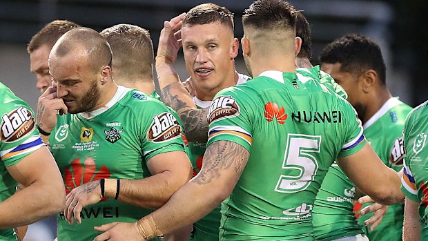 Jack Wighton of the Raiders celebrates