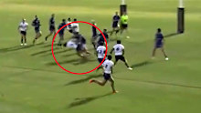 Alfred Smalley hits Taine Tuaupiki in a NSW Cup game.