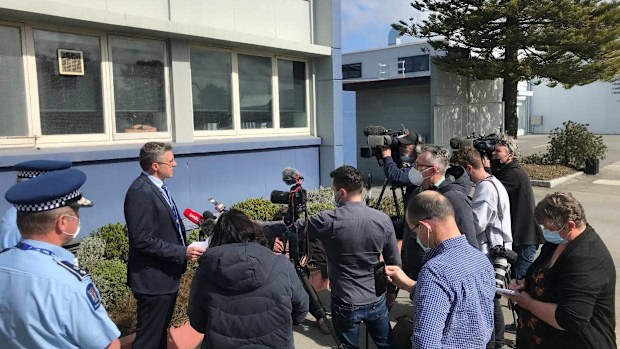 Police address media following the discovery of the bodies of three children at a house in Timaru.