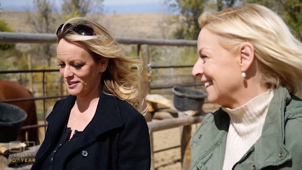 Liz Hayes with Stormy in Wyoming. 