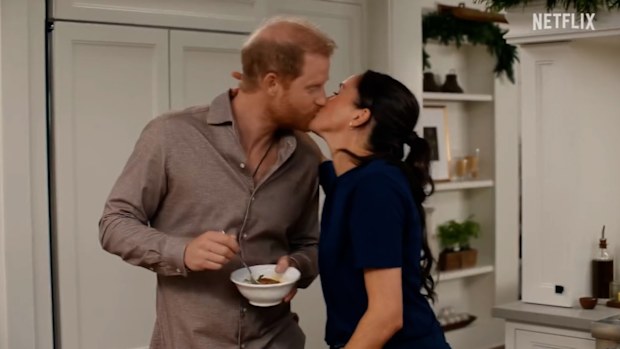 Meghan, the Duchess of Sussex, and Prince Harry, in the festive-themed episode of With Love, Meghan: Holiday Celebration, coming to Netflix on December 3, 2025.