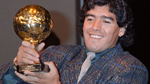 Maradona received the Golden Ball award in Paris after the 1986 World Cup.