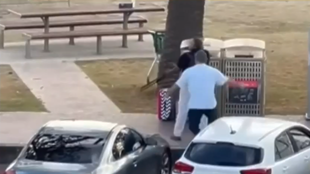 Footage from the moment showed Ahmed leaping out from behind some cars and tackling Akram, snatching his gun away from him and pointing it back at him. 
