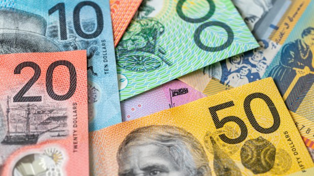 Australia money. Australian dollars, paper bills. Financial concept, business background. close up
