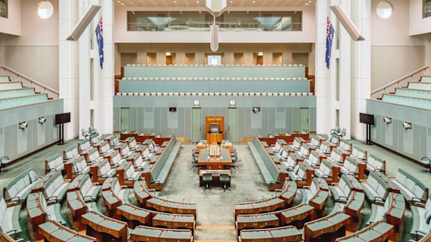 Canberra, Australia - November 22, 2017: Australian House of Representatives inside Australian Parliament House. Australian Parliament House, Capital Hill, Canberra, Australian Capital Territory, Australia
