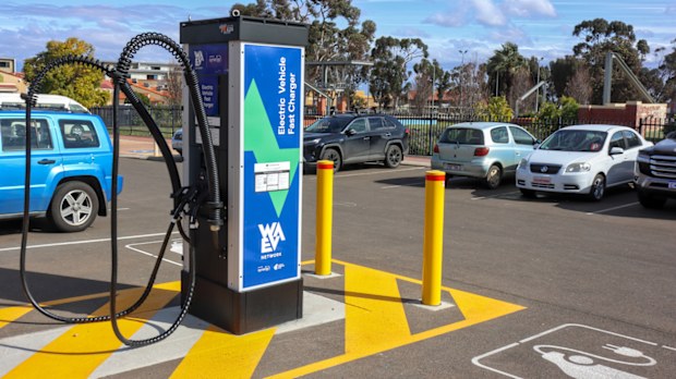 Western Australia electric vehicle (EV) charging station in Kalgoorlie-Boulder, Outback Australia