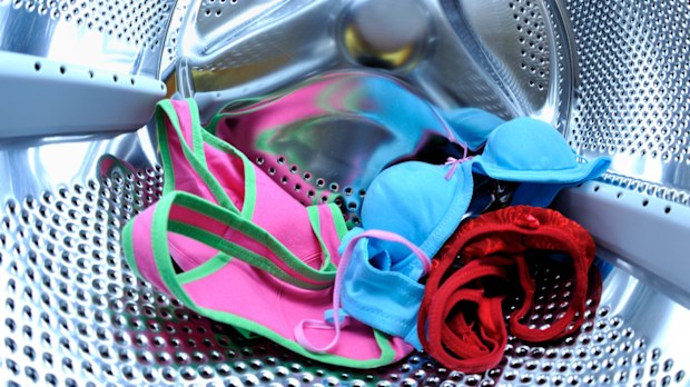 bras inside the washing machine
