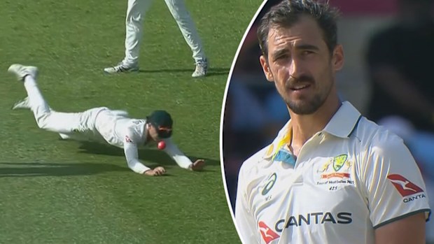 Mitchell Starc, bowlinginde Sam Konstas'ın ikinci bir dropuna pek de memnun kalmadı.