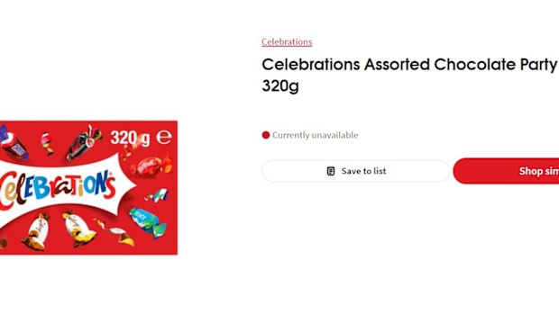 celebration chocolates coles