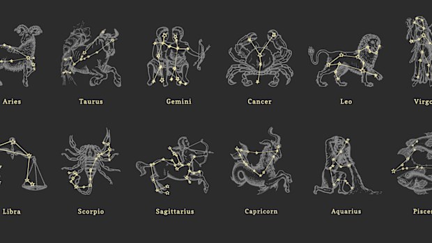 Zodiac constellations. Star sign constellations. Zodiac signs. Star signs.