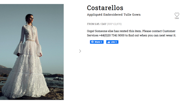 Carrie Symonds' wedding gown listed on MyWardrobeHQ