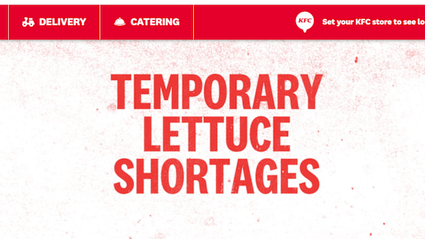 KFC lettuce shortage
