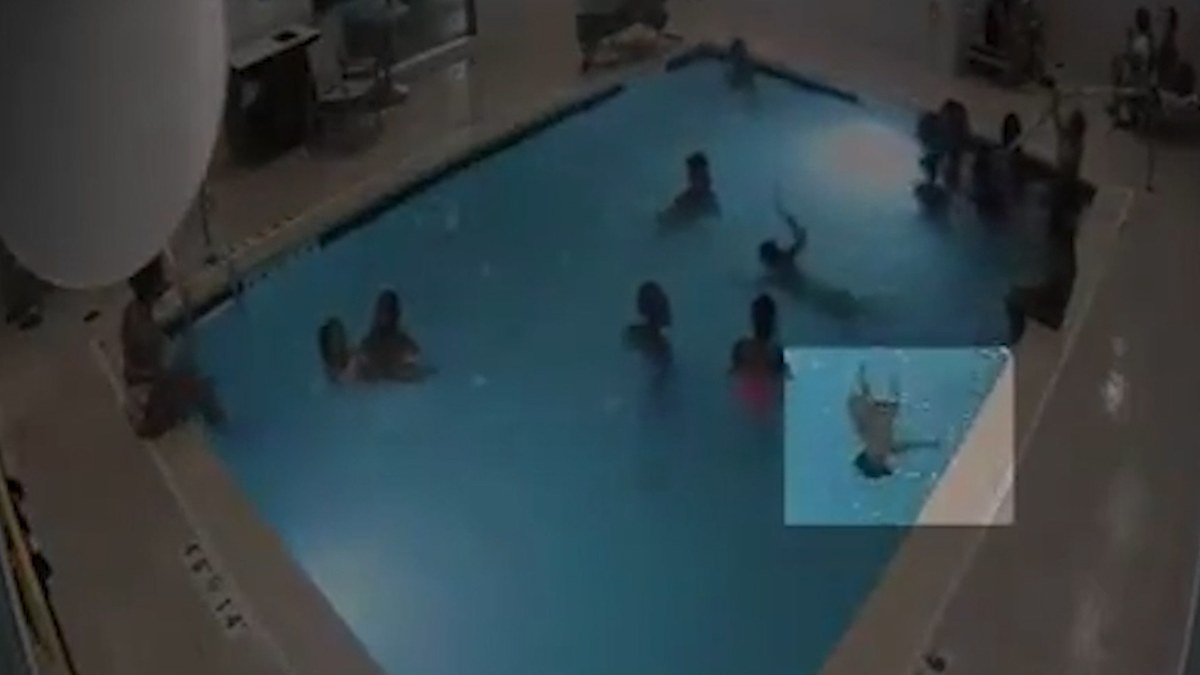 CCTV shows child almost drown in Michigan hotel pool US news | Nine.com.au