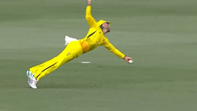 Glenn Maxwell has taken a screamer of a catch to give Australia an early wicket against New Zealand in the first ODI in Cairns.