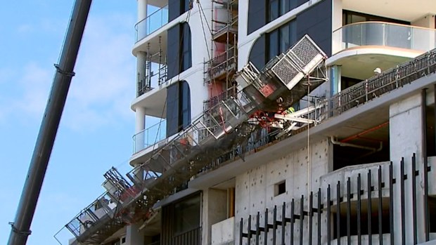 Multiplex said an unstable load led to a platform at its One Subiaco building site to suddenly tilt on Thursday afternoon.