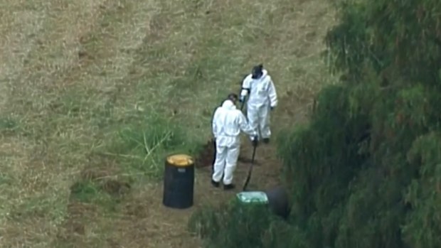 Police also concentrated on several barrels however major crime detectives confirmed the remains were not found inside.
