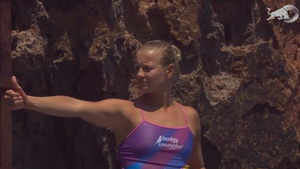 Rhiannan Iffland signalled she was OK, before leaping into thin air.