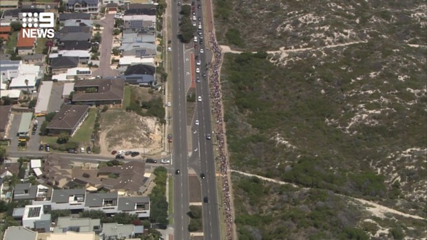 Anti-coronavirus protesters marching through Perth.