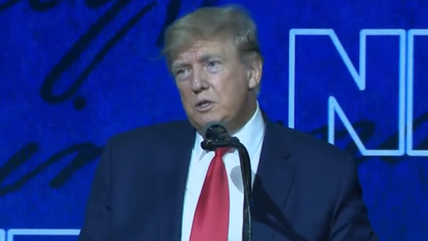 Former President Donald Trump speaks at NRA conference.