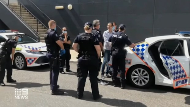 Capalaba business owner Pierre Coorey, who runs a cafe south of Brisbane, was taken into police custody over alleged COVID-19 mandate breaches.