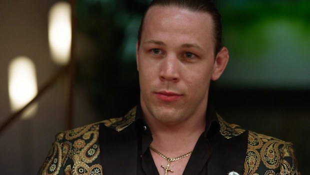 Jayden MAFS 2024 confronts Tim and Sara at dinner party