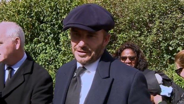 David Beckham was spotted queuing outside of the Palace of Westminster where he paid respects to the late Queen Elizabeth II inside Westminster Hall, London, England, Friday, September. 16, 2022.