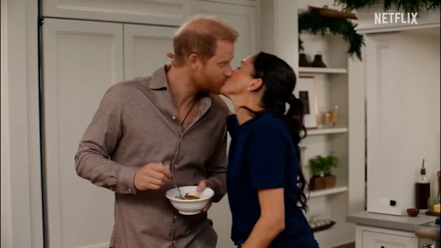 Meghan, the Duchess of Sussex, and Prince Harry, in the festive-themed episode of With Love, Meghan: Holiday Celebration, coming to Netflix on December 3, 2025.
