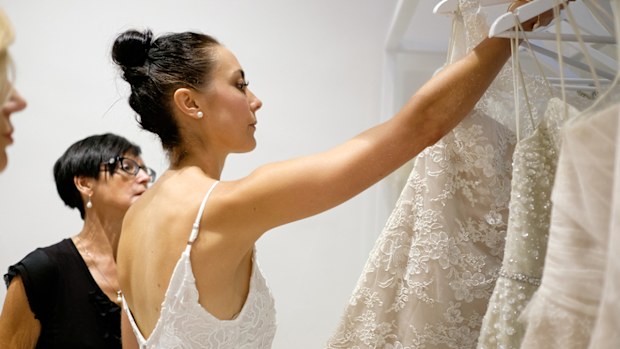 This bride likes lace.