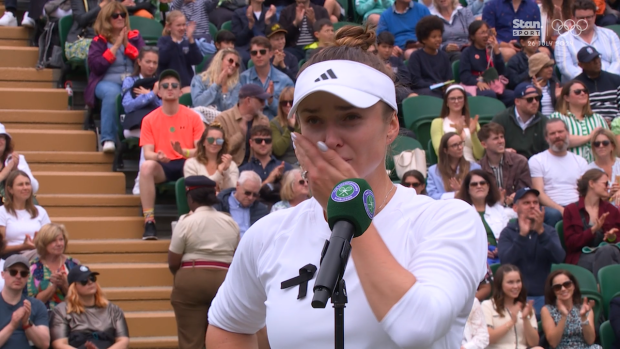 Elina Svitolina breaks down crying at Wimbledon.