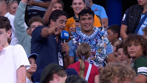 Morgan Turinui interviews Joseph-Aukuso Suaalii.