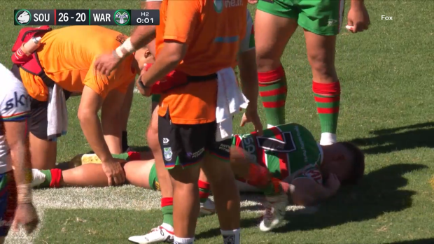 Lachlan Illias suffered a leg injury in an aggressive charge-down attempt by Freddy Lussick.