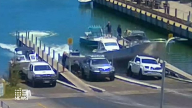 Out-of-control boat launches onto parked ute at Perth ramp | Nine.com.au
