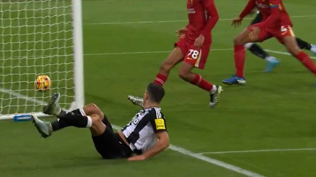 Fabian Schar watches the ball go in the net.