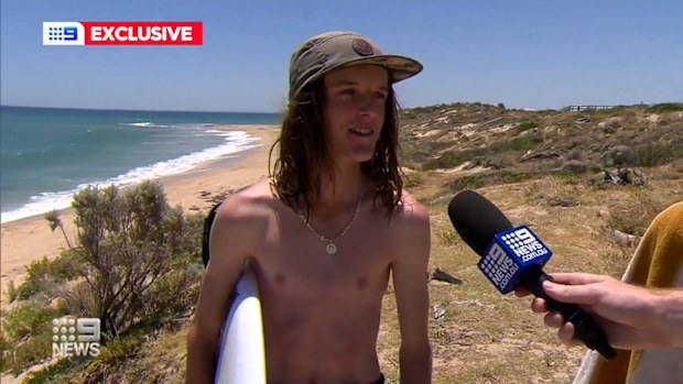 A 15-year-old boy has survived a terrifying brush with a shark after he was almost knocked off his surfboard at a Mandurah beach.