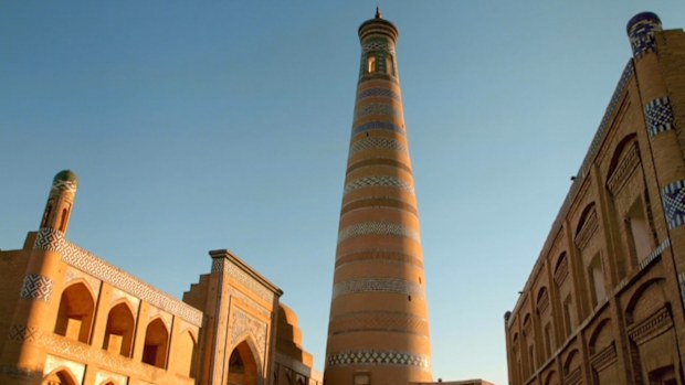 The girls are blown away by the beauty of the city of Khiva.