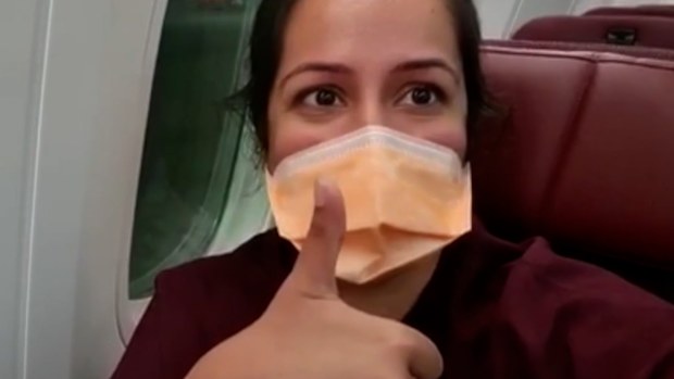 One of the passengers, Akriti Gupta, is now locked down in Darwin's Howard Springs quarantine facility.