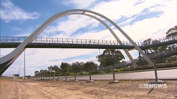 Rocks were thrown from this overpass in Mandurah.