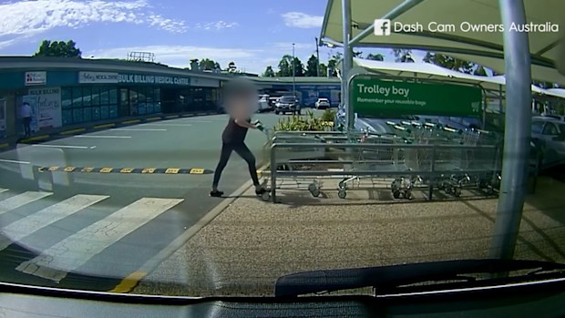 lazy shopper doesn't return trolley driver confrontation