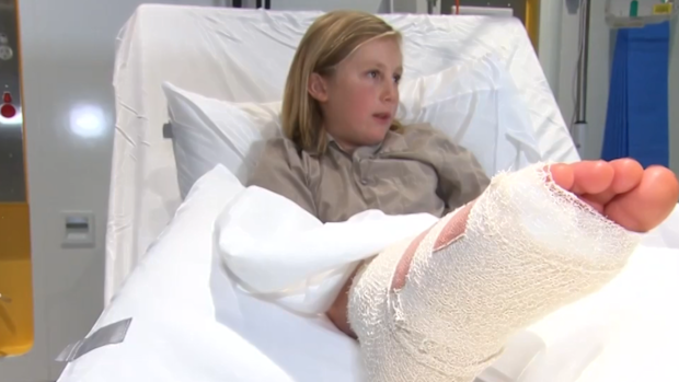 Jackson Bartlett in Perth Children's Hospital for treatment.