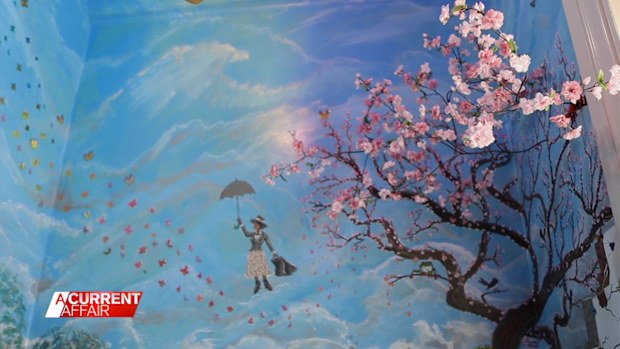 It took two artists two years to paint murals on every surface of the toilets.