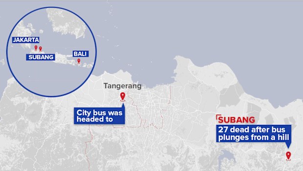 The deadly crash occurred in West Java. (9NEWS)